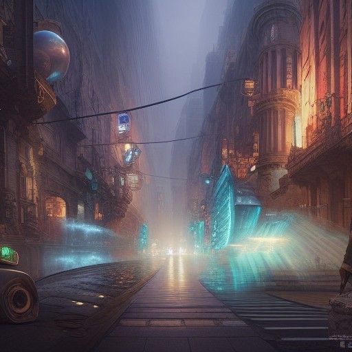Retro Tech Cityscape: Detailed Surreal Digital Art