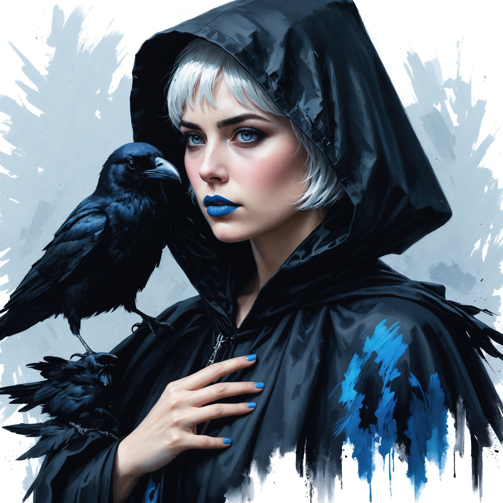 Raven-Cradling Woman as Impressionistic Painting