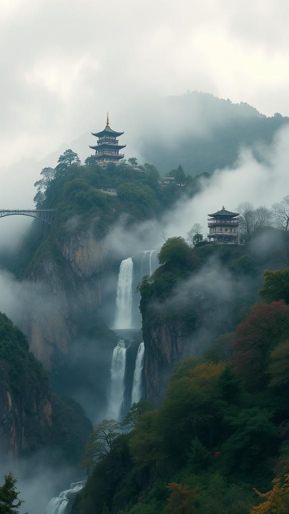 Majestic Mountain Pagoda in Chinese Fantasy Style