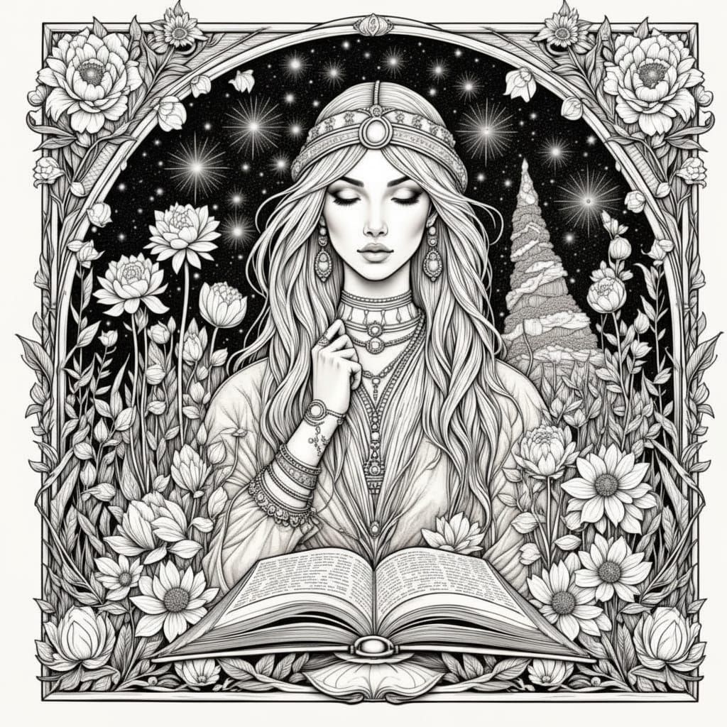 Worman Reading a Book in the Garden of the Gods