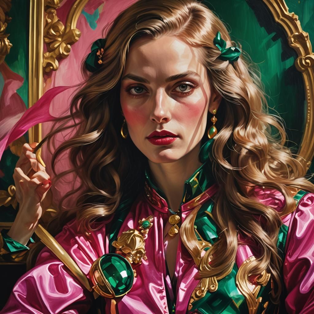 Coquettish Woman Portrait in Contemporary Style