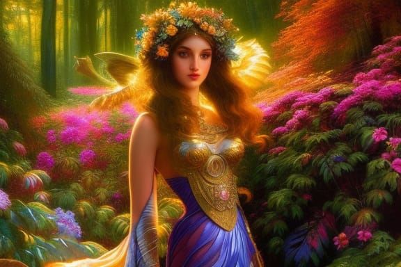 Art Nouveau Goddess in Celestial Fractal Style