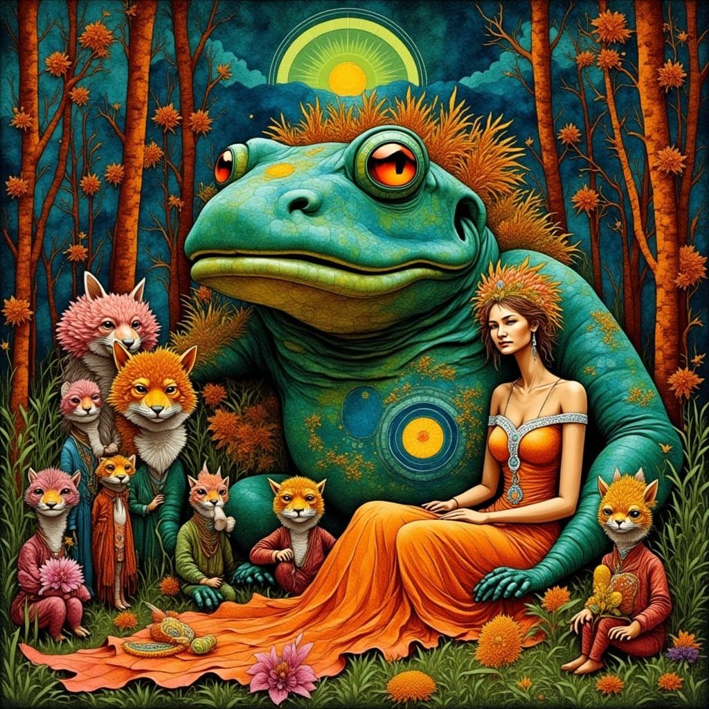 Toad Wedding in the Style of Henri Matisse