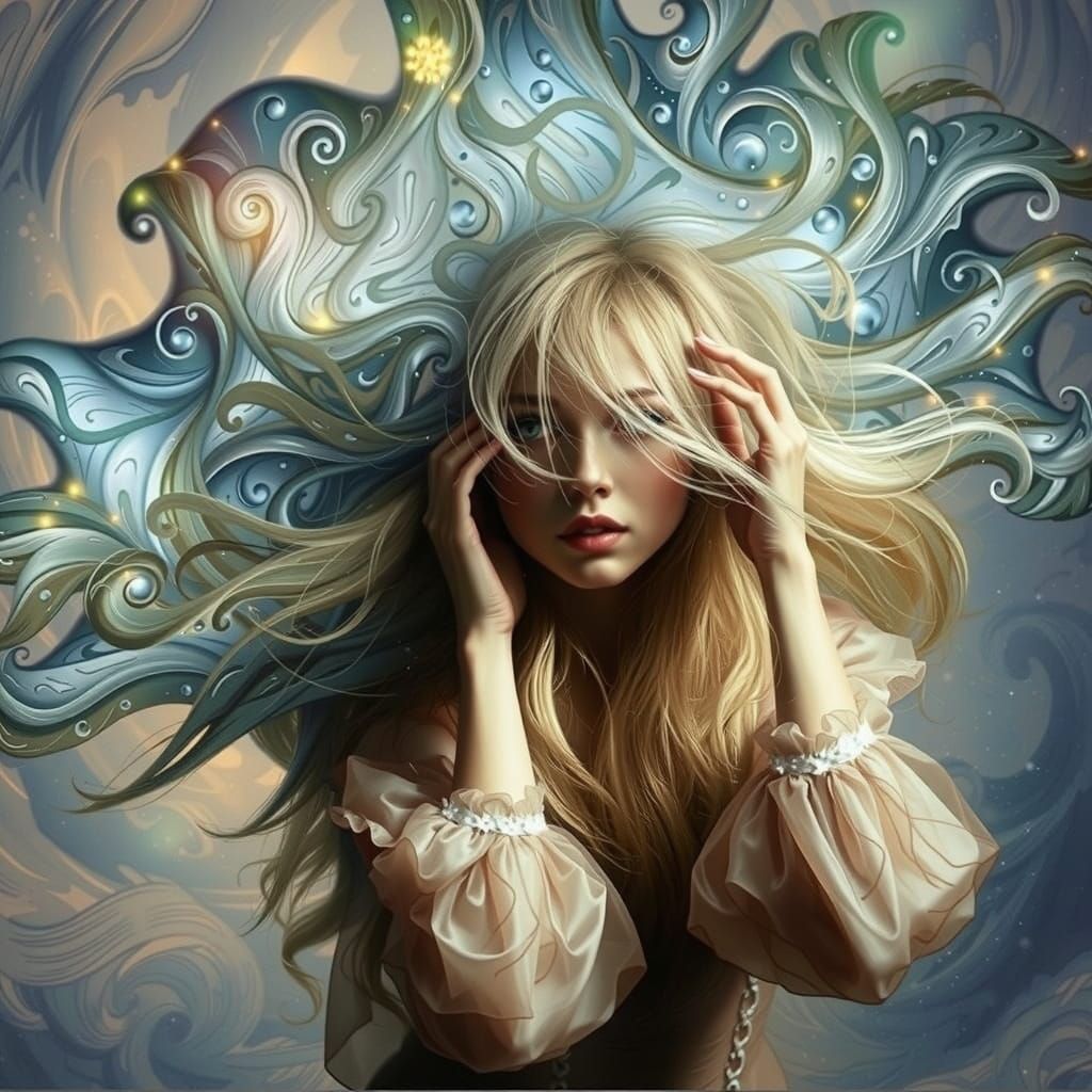 Ethereal Beauty in Distress, as Whimsical Watercolor