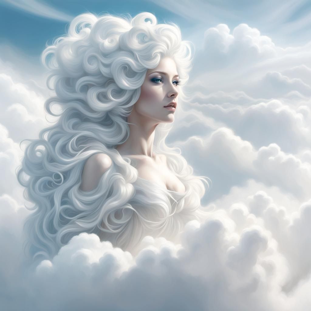 woman made of clouds