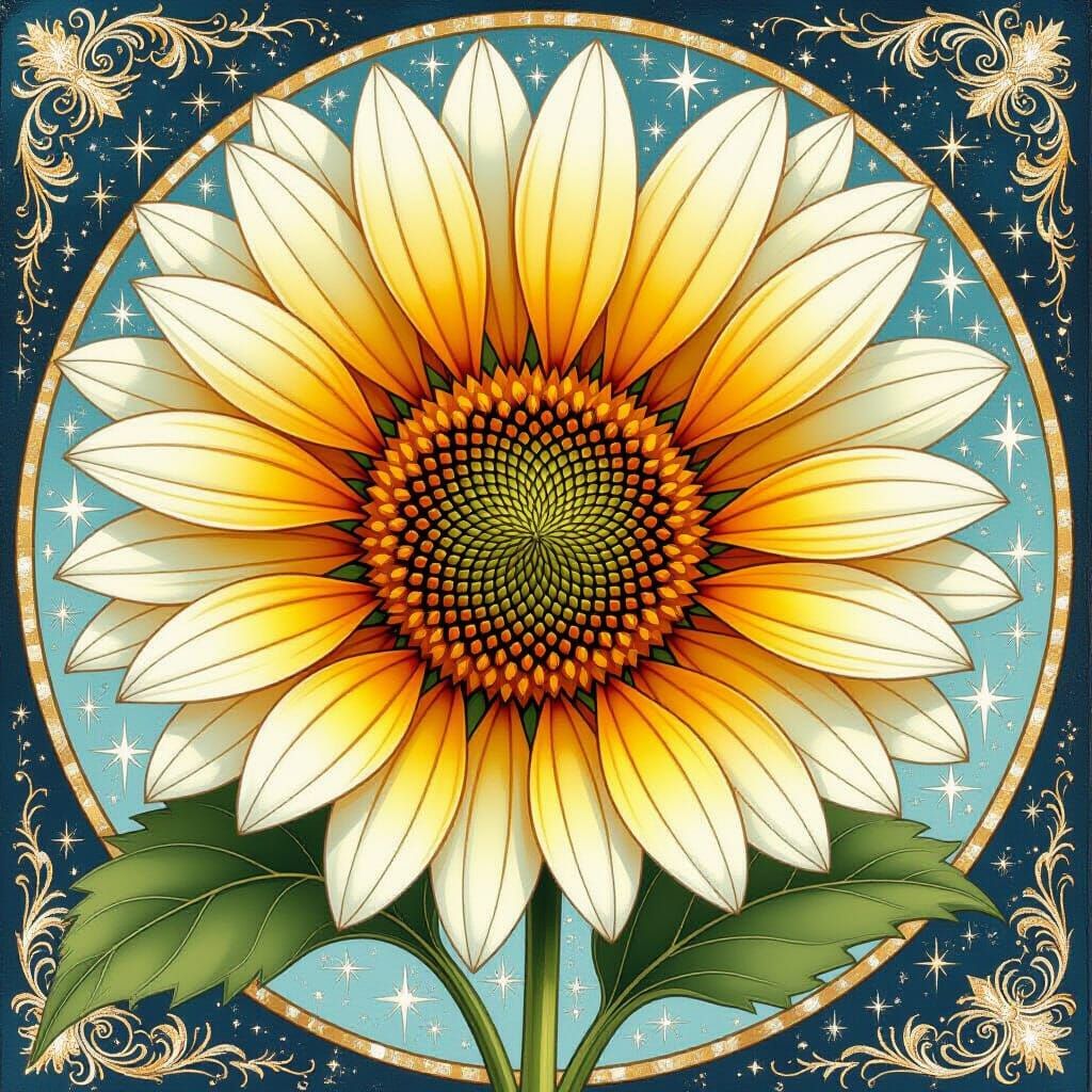 Sunflower with Pastel Petals and Shimmering Wings