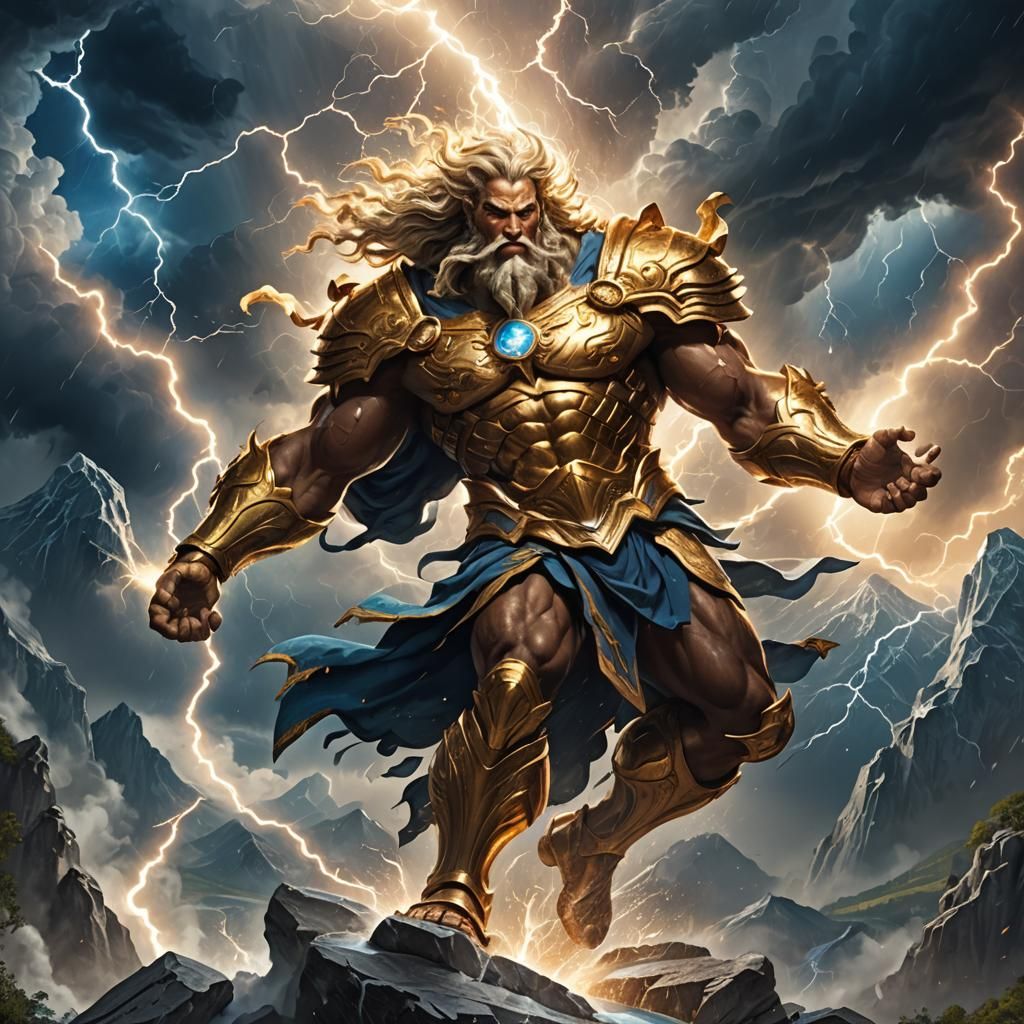 Zeus on Mount Olympus in Matte Painting Style