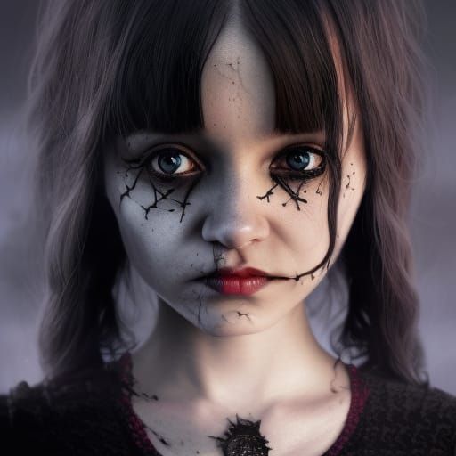 Wednesday Addams Portrait in Digital Art Style