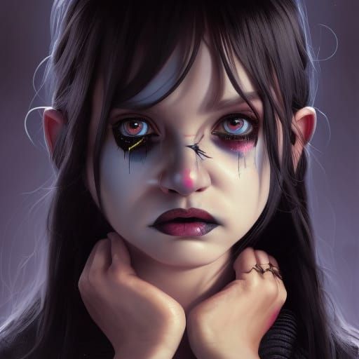 Wednesday Addams Portrait in Hyperdetailed Digital Art