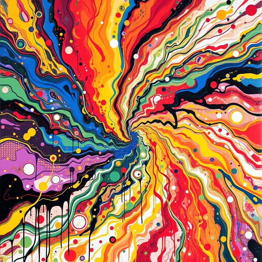 Abstract Vortex Merges Renaissance Frescoes