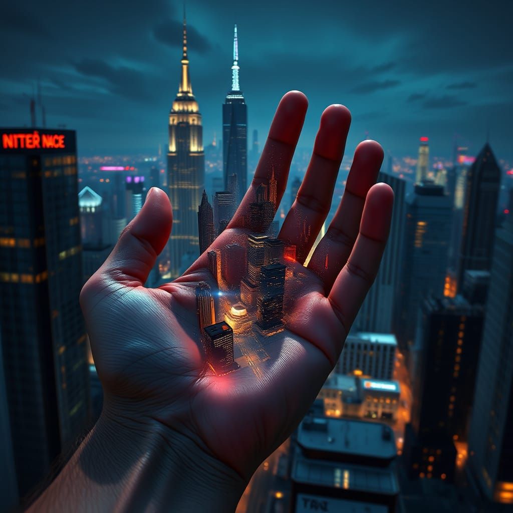 Cityscape Reflection: Surreal Futuristic Metropolis in Open ...