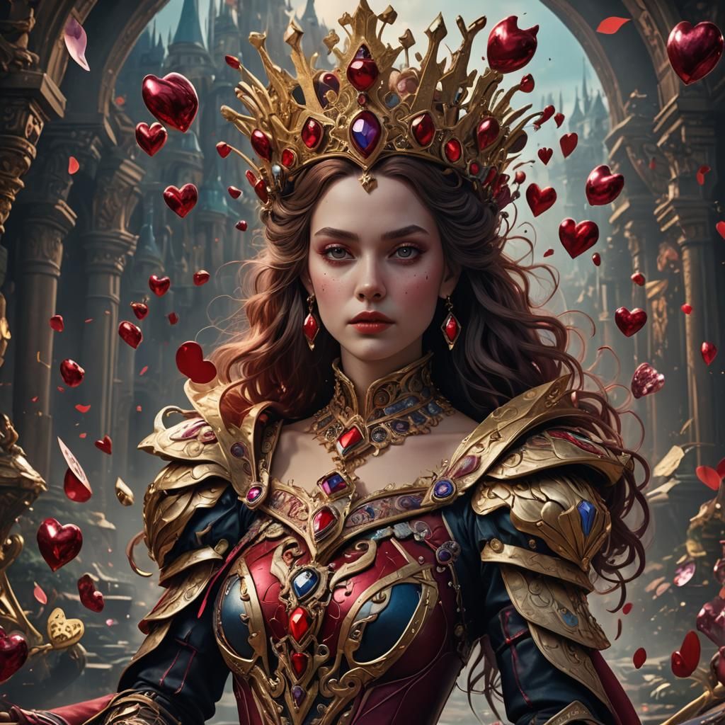 Surreal Queen of Hearts Portrait in Detailed Matte Painting