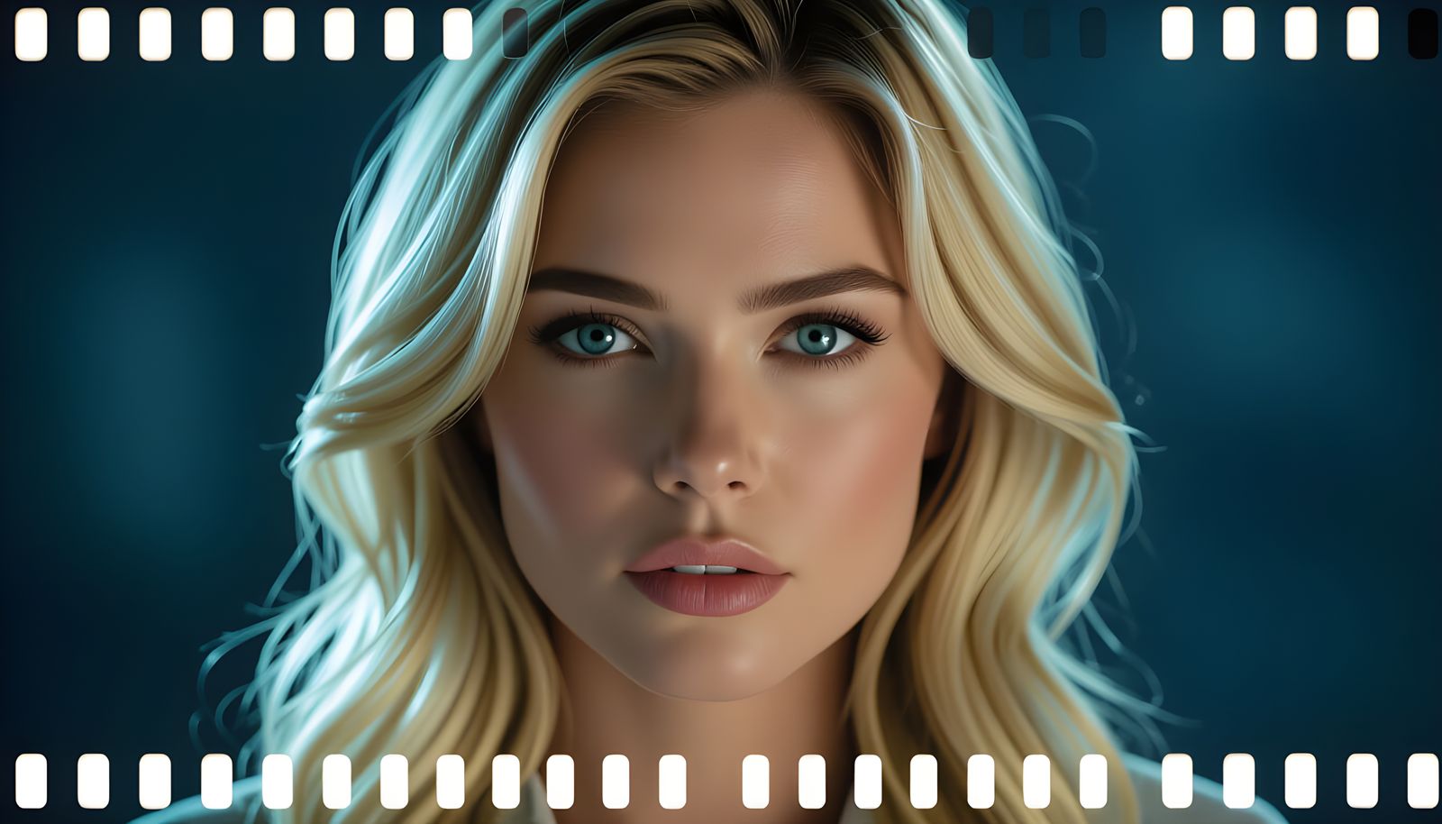 Cinematic Portrait of Blonde Woman With Hidden Eye