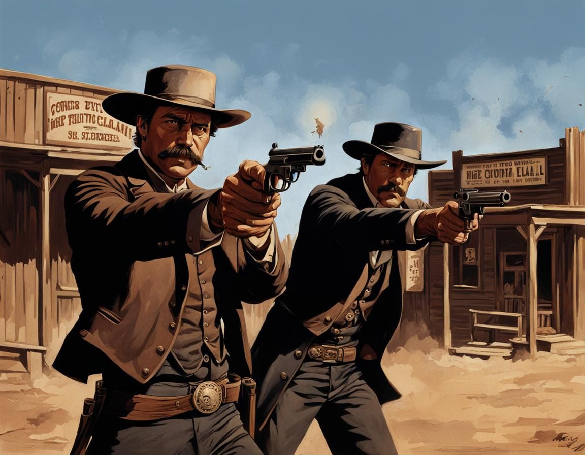 Gunfight at the OK Corral in Sepia Tone