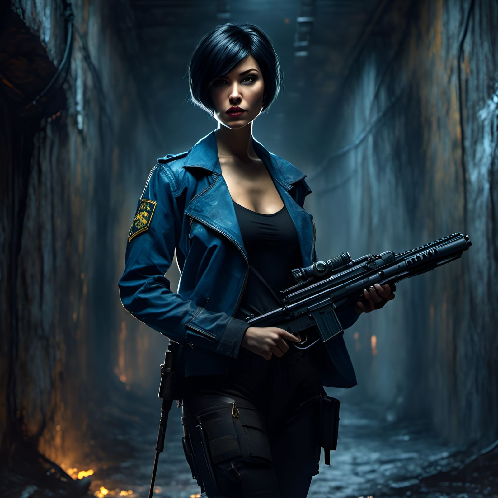 Noir Woman in Soviet Bunker, Tactical Soldier