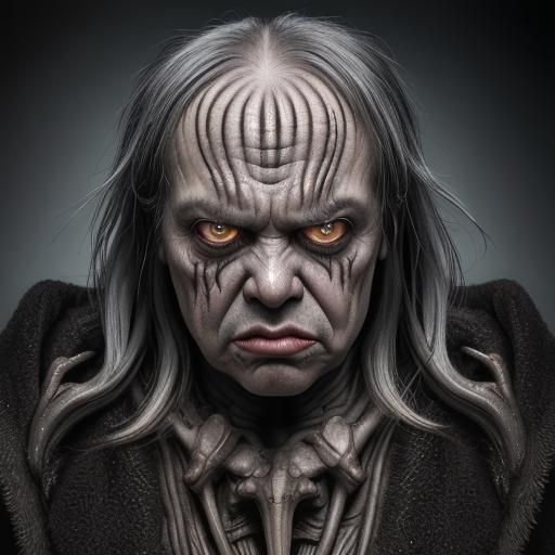 Angry Man Portrait in HR Giger Style