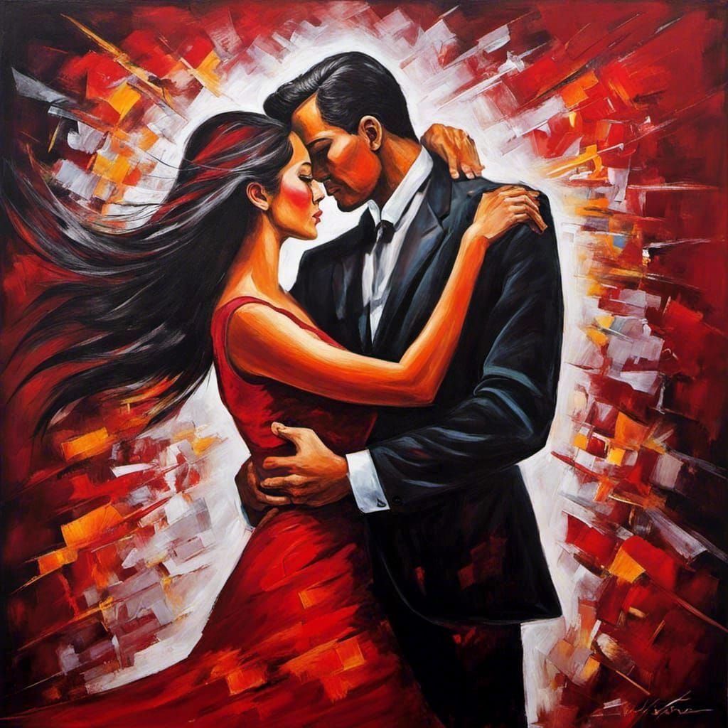 Passionate Tango in Modern Acrylic Expressionism