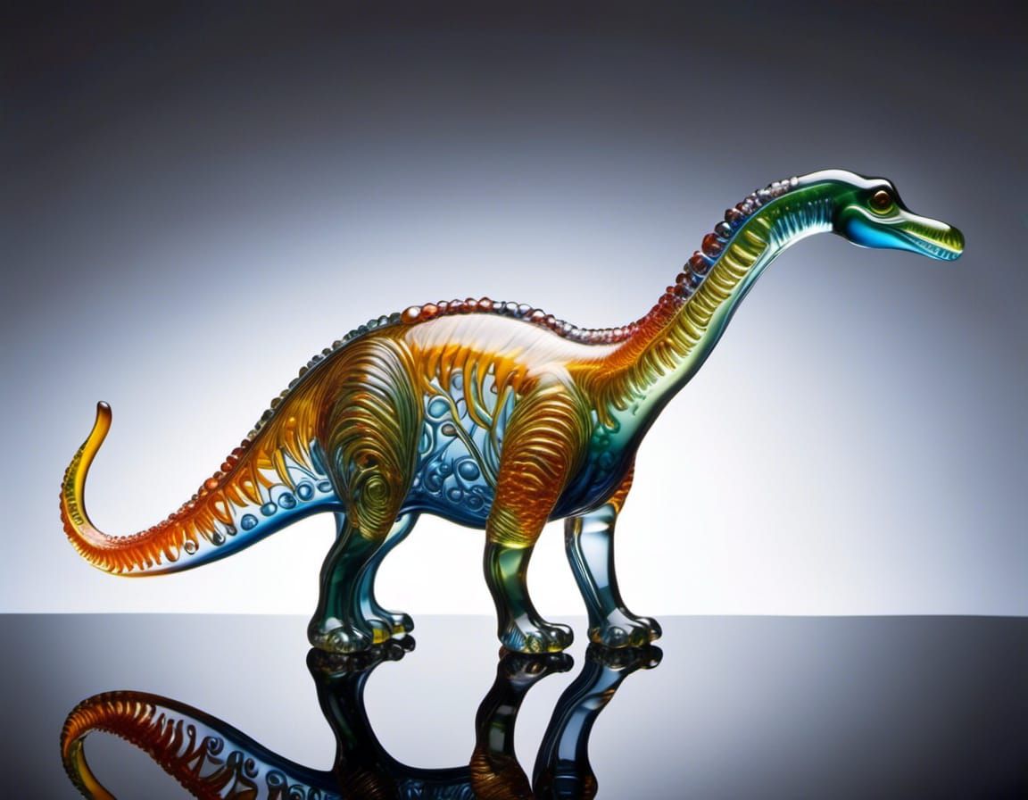 Glass sculpture of a Titanosaurus