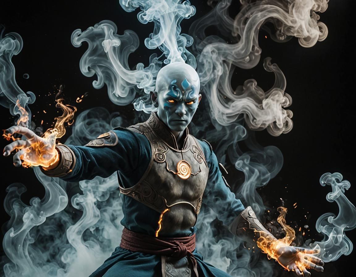 Bioluminescent Smoke Airbender with Sparks