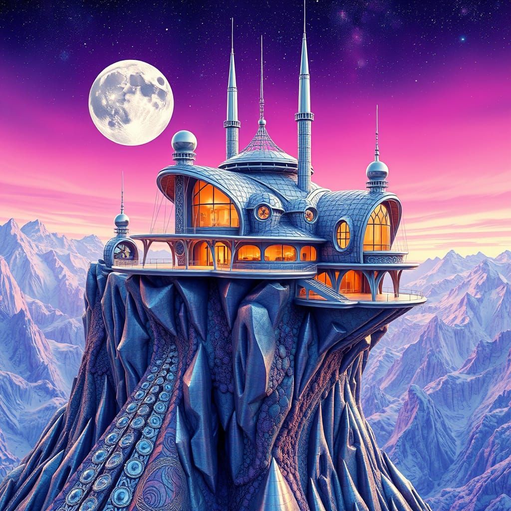 Futuristic Home on Venus in Dreamlike Style