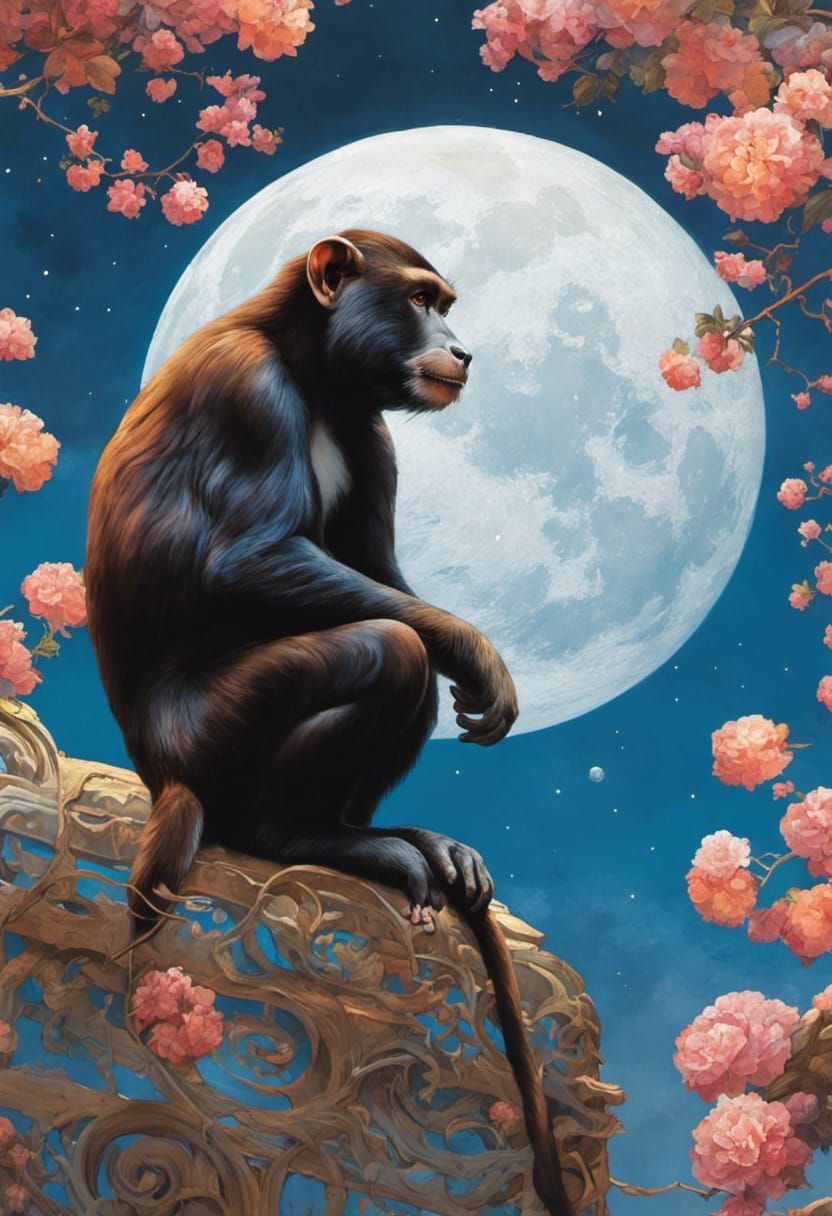 Serene scene for monkey meditation