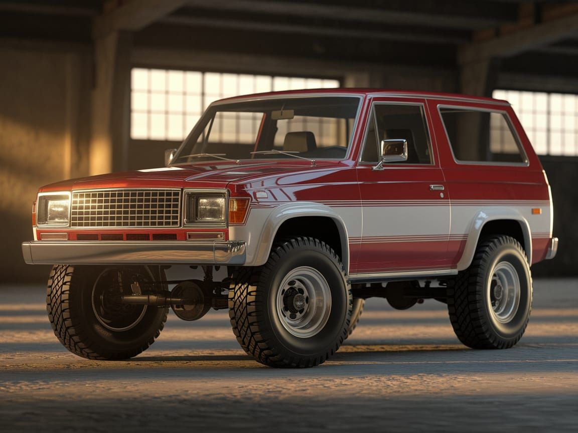 Rugged 80s Off-Road SUV in Glossy Red