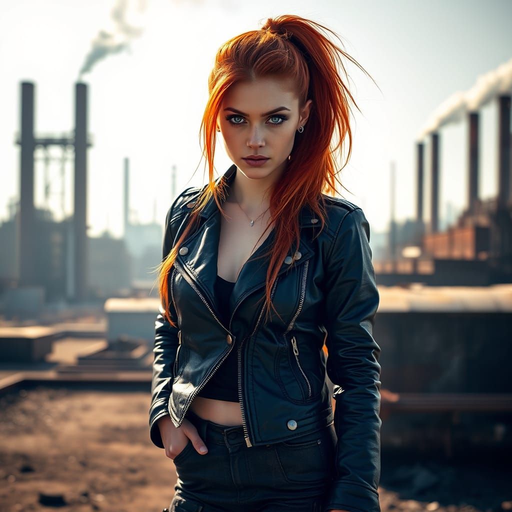 Gritty Cyberpunk Goddess in Industrial Decay