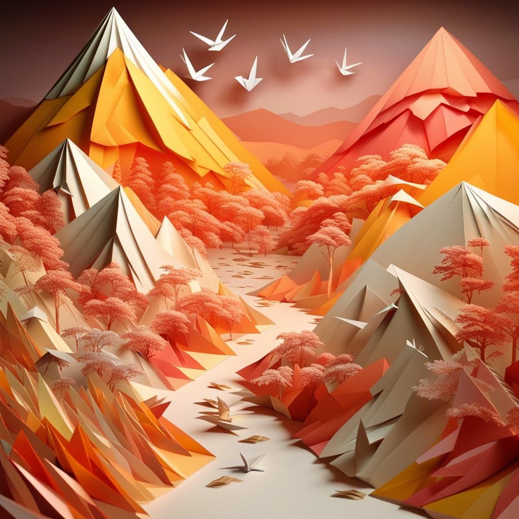 Origami World: Paper Birds and Folded Mountains