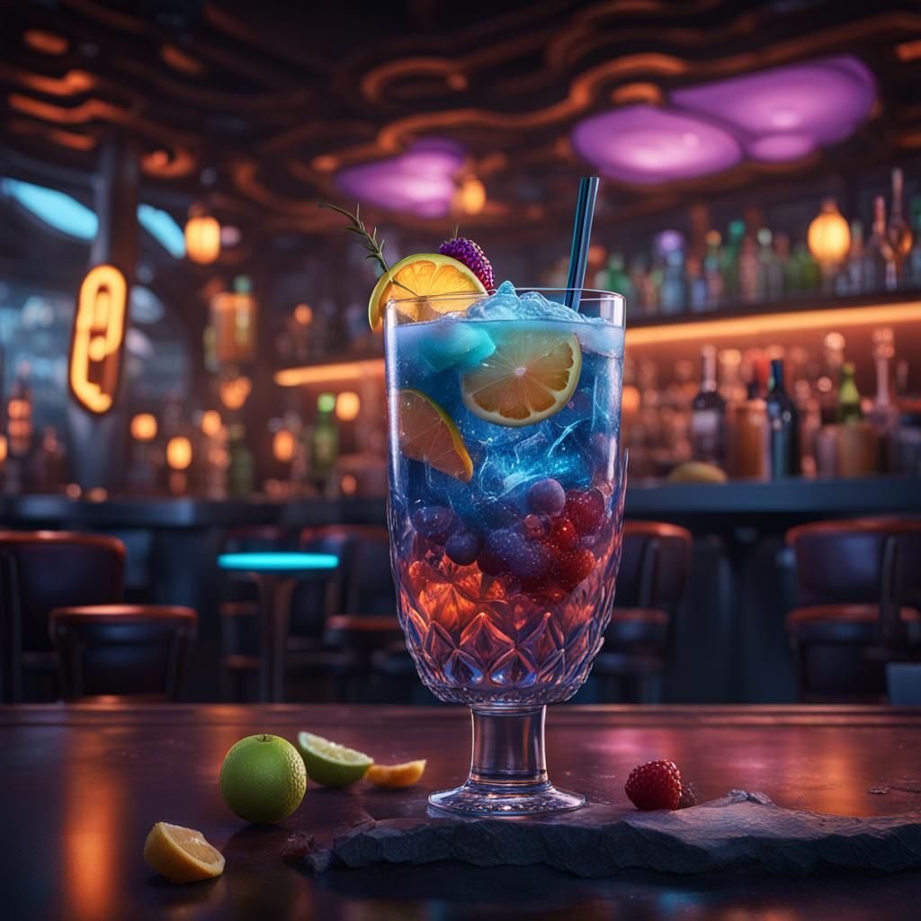 Pan Galactic Gargle Blaster Cocktail: Detailed Matte Paintin...