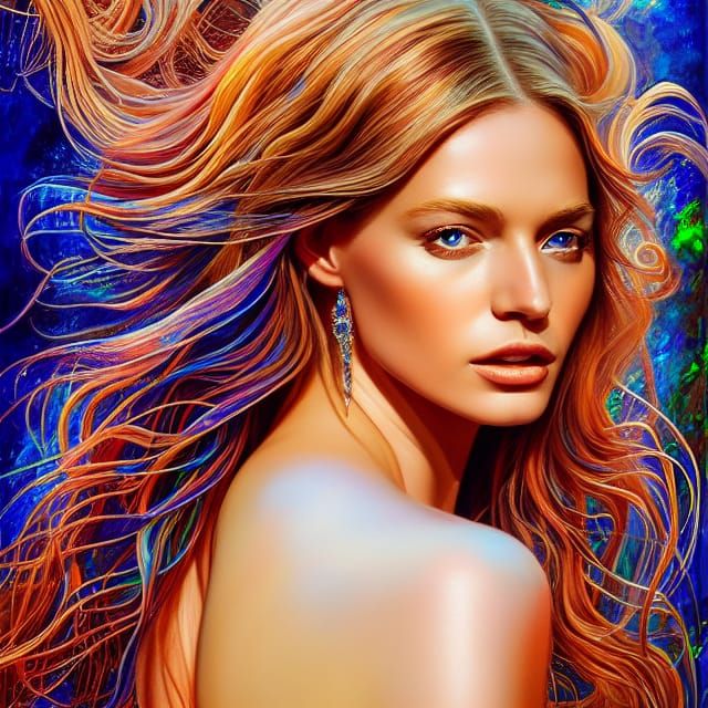 Opalescent Beauty: Sensual Portrait in Ethereal Style