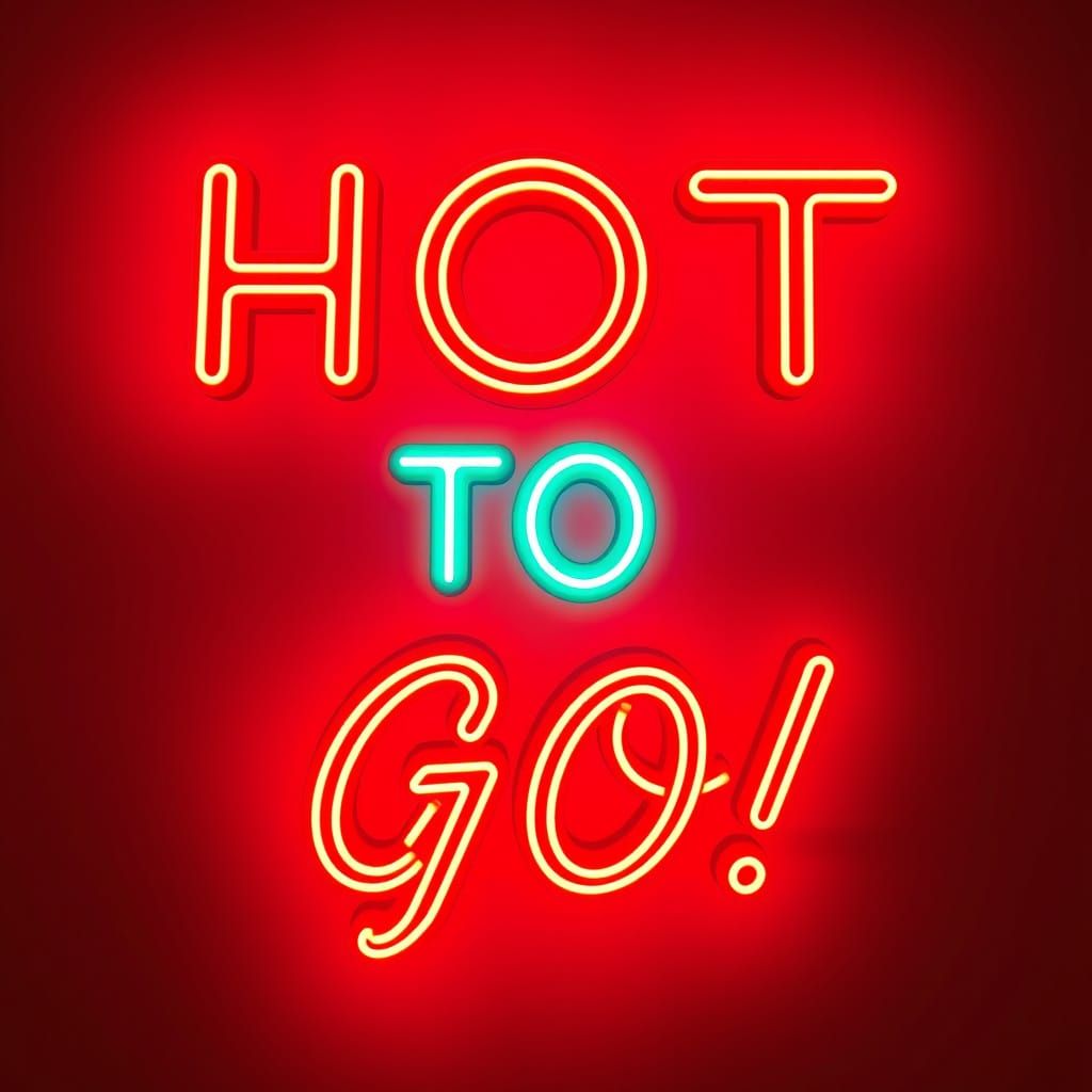 Neon "HOT TO GO" Sign in Retro-Futuristic Style