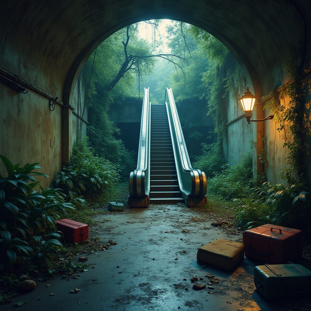 Abandoned Underground Station Bathed in Ethereal Light