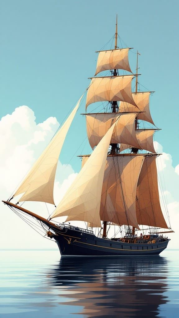 Geometric Mosaic Sailing Ship