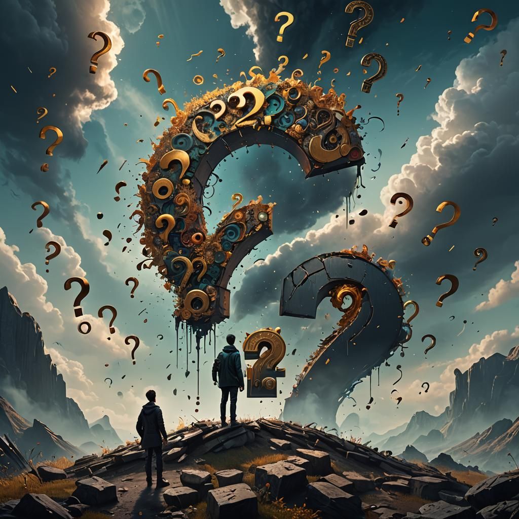 Question Mark Head in Detailed Matte Painting