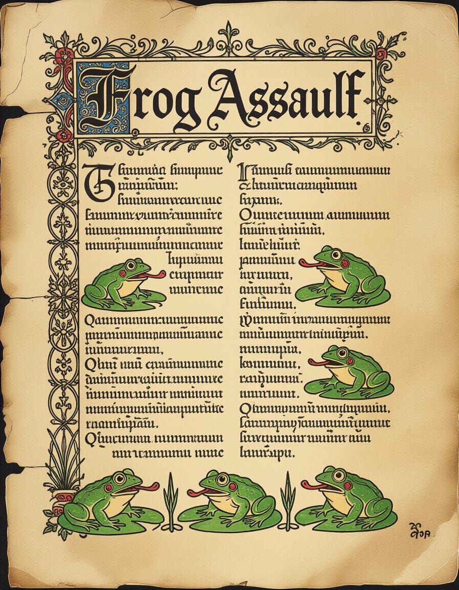 Frog Assault Spell on Ancient Parchment