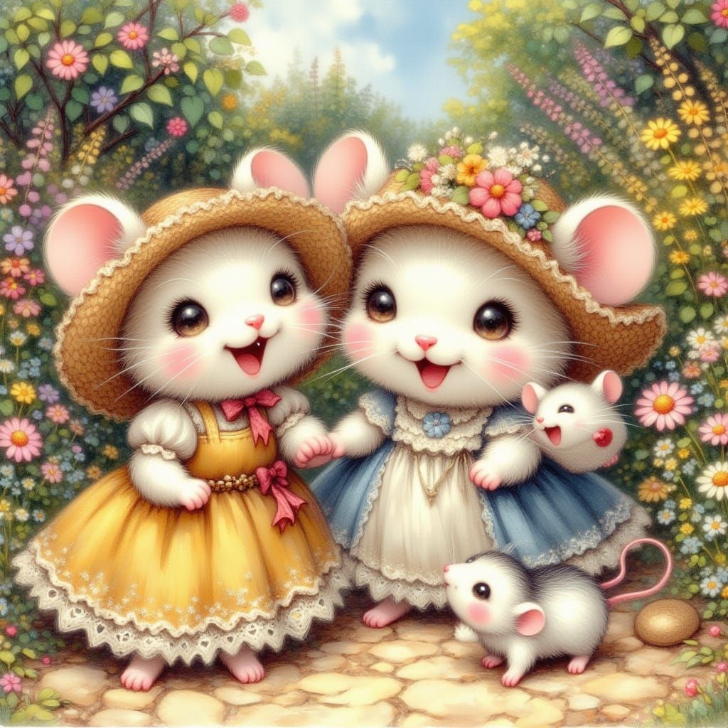 Whimsical Mouse Tricks Children in Charming Illustration