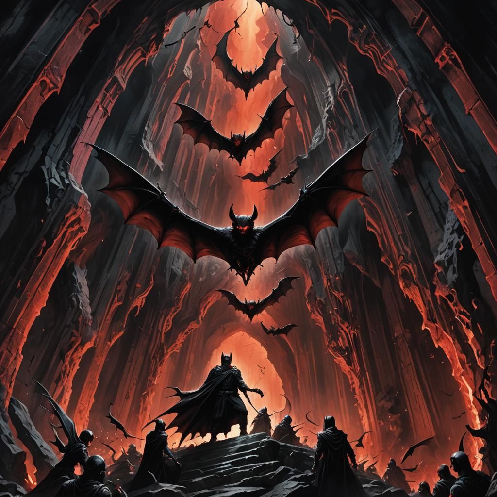 Fauvist Horror: Bat-like Humans in Twisted Cave