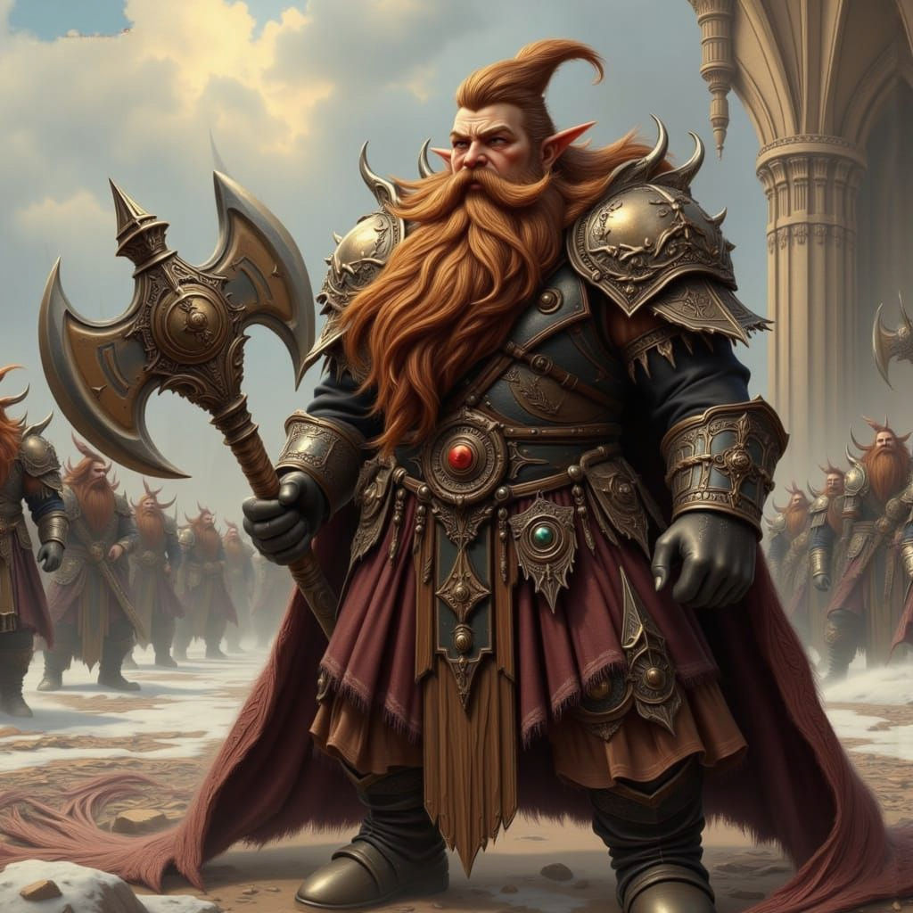 Dwarf War Party in Art Nouveau Punk Style