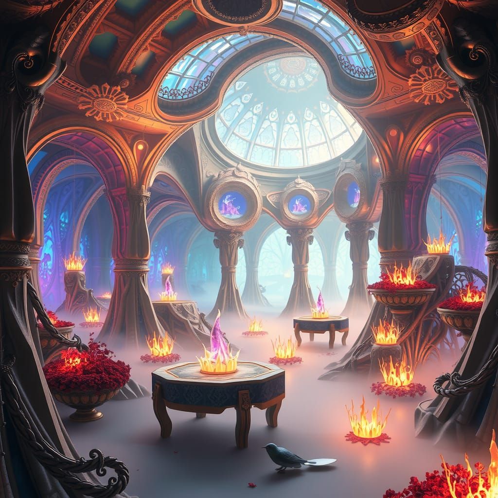 Mystical Sanctum: Dreamlike Fantasy Architecture in Golden L...