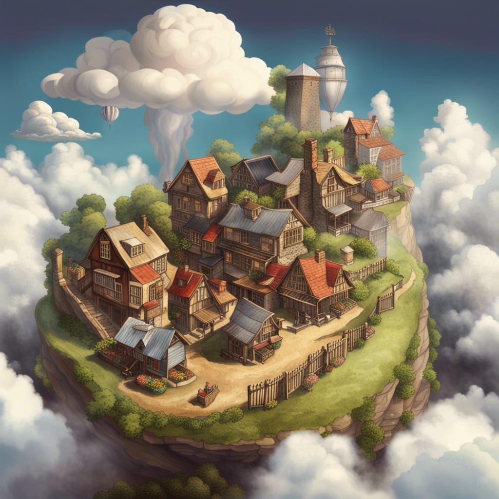 Country Village Floating High Above Earth