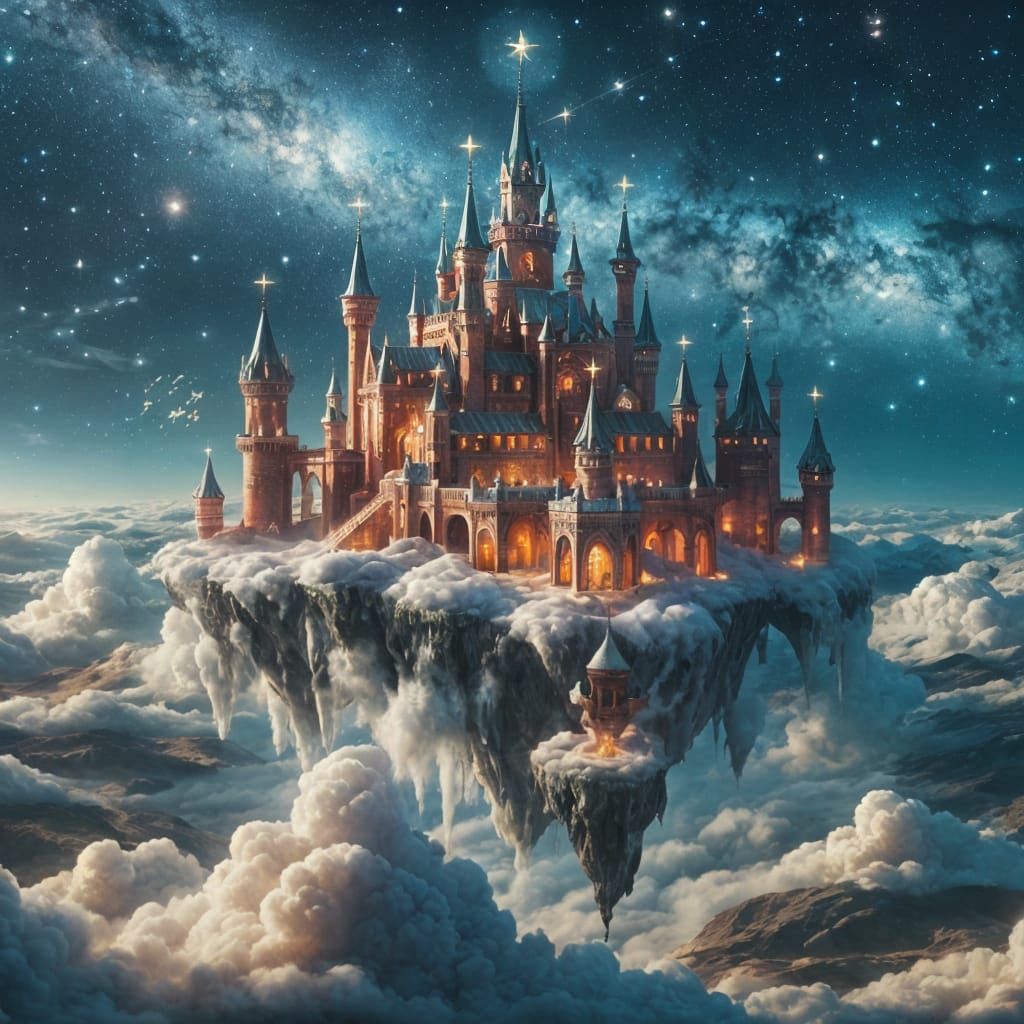 Jovial Santa's Celestial Castle, a Whimsical Christmas Dream