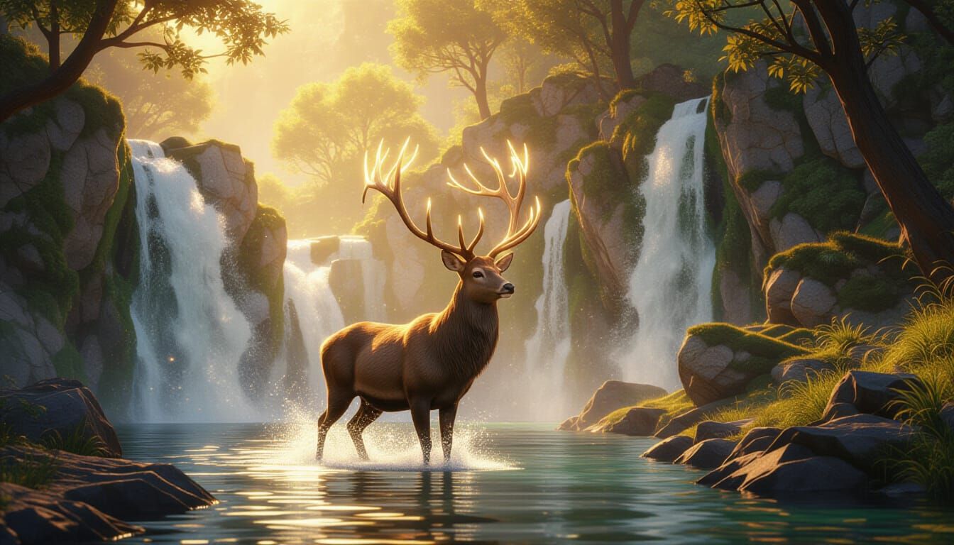 Luminous Stag Emerges in Hidden Valley