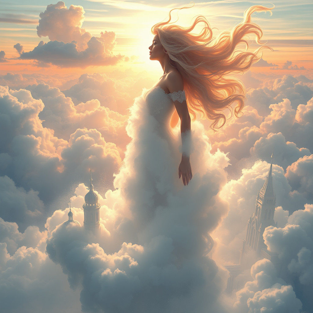 Ethereal Air Elemental Floats Among Cloud City