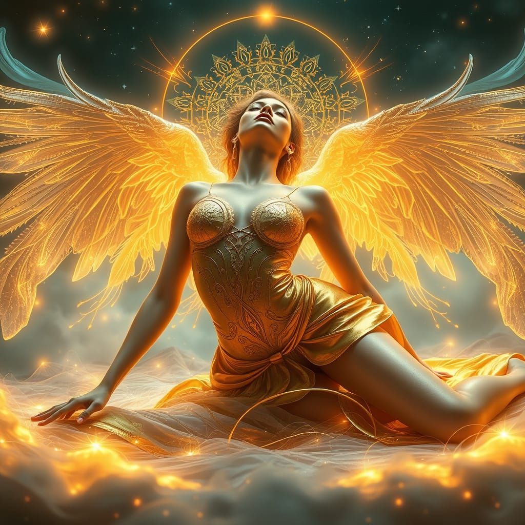 Ethereal Woman with Divine Energy in Hyper-Realistic Style