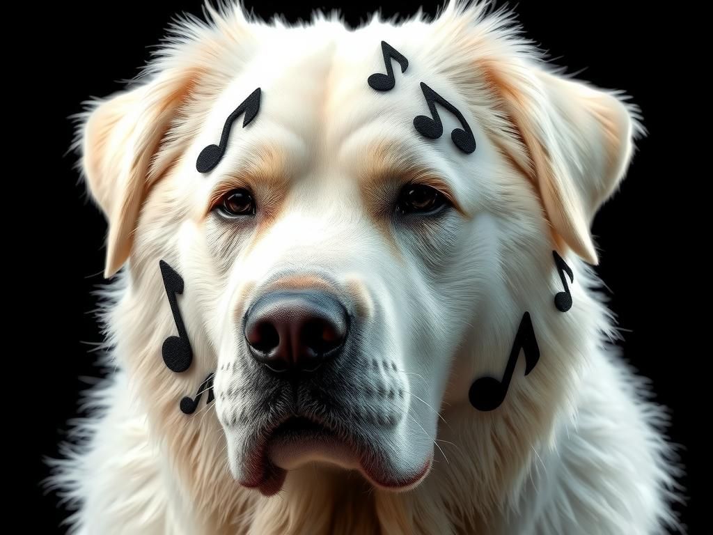 Dog with Music Note Fur: 3D Digital Art