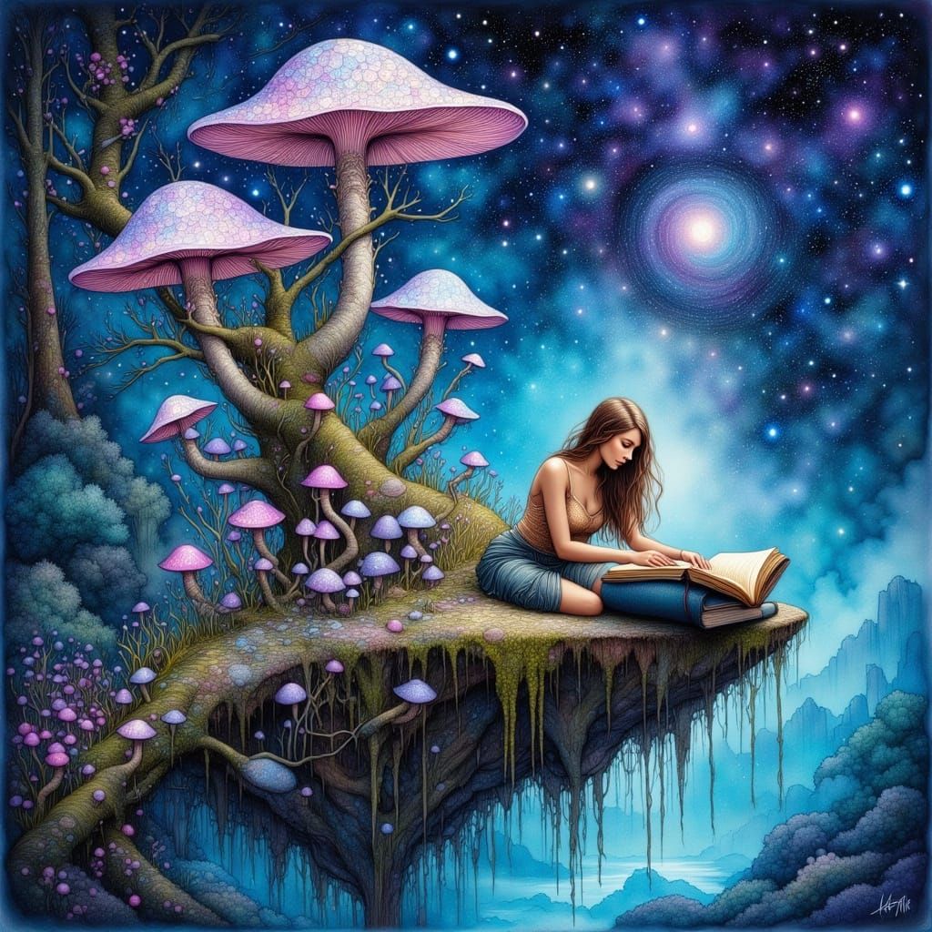 Ethereal Island Goddess in Cosmic Bloom