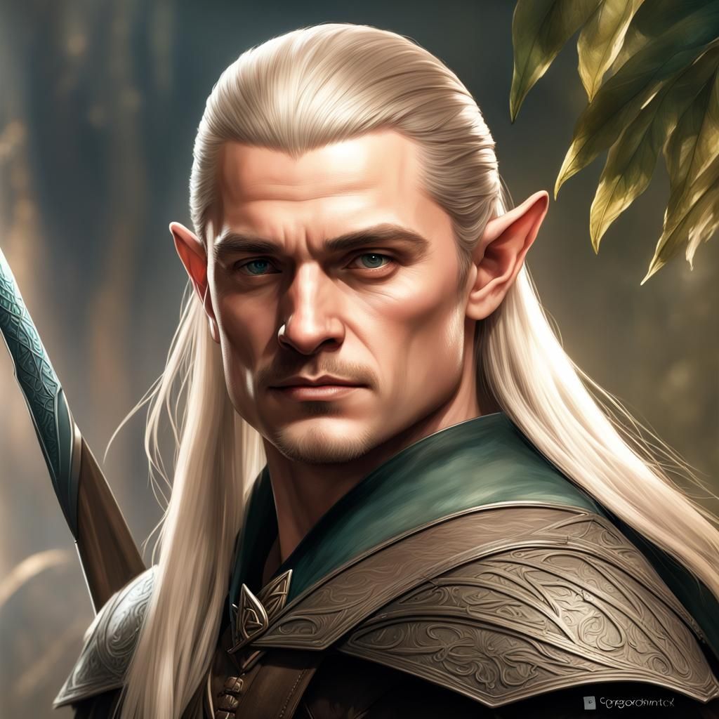 Legolas Portrait in Hyperdetailed Fantasy Art Style