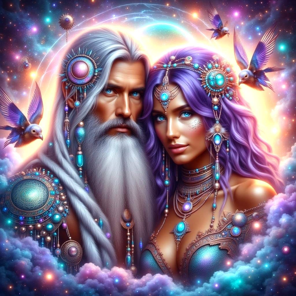 Stellar Lovers in Futuristic Harmony