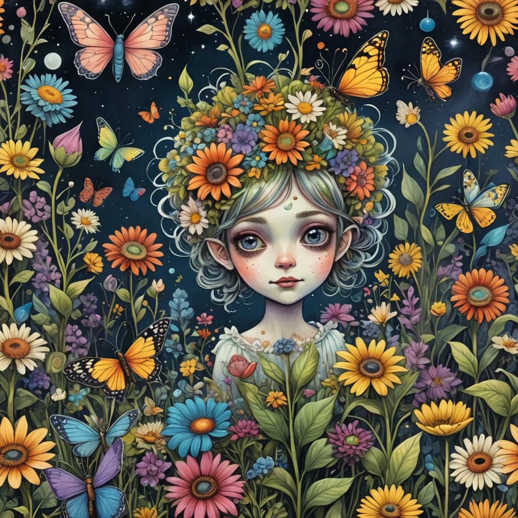 Googly-Eyed Fairy in Whimsical Dream Garden