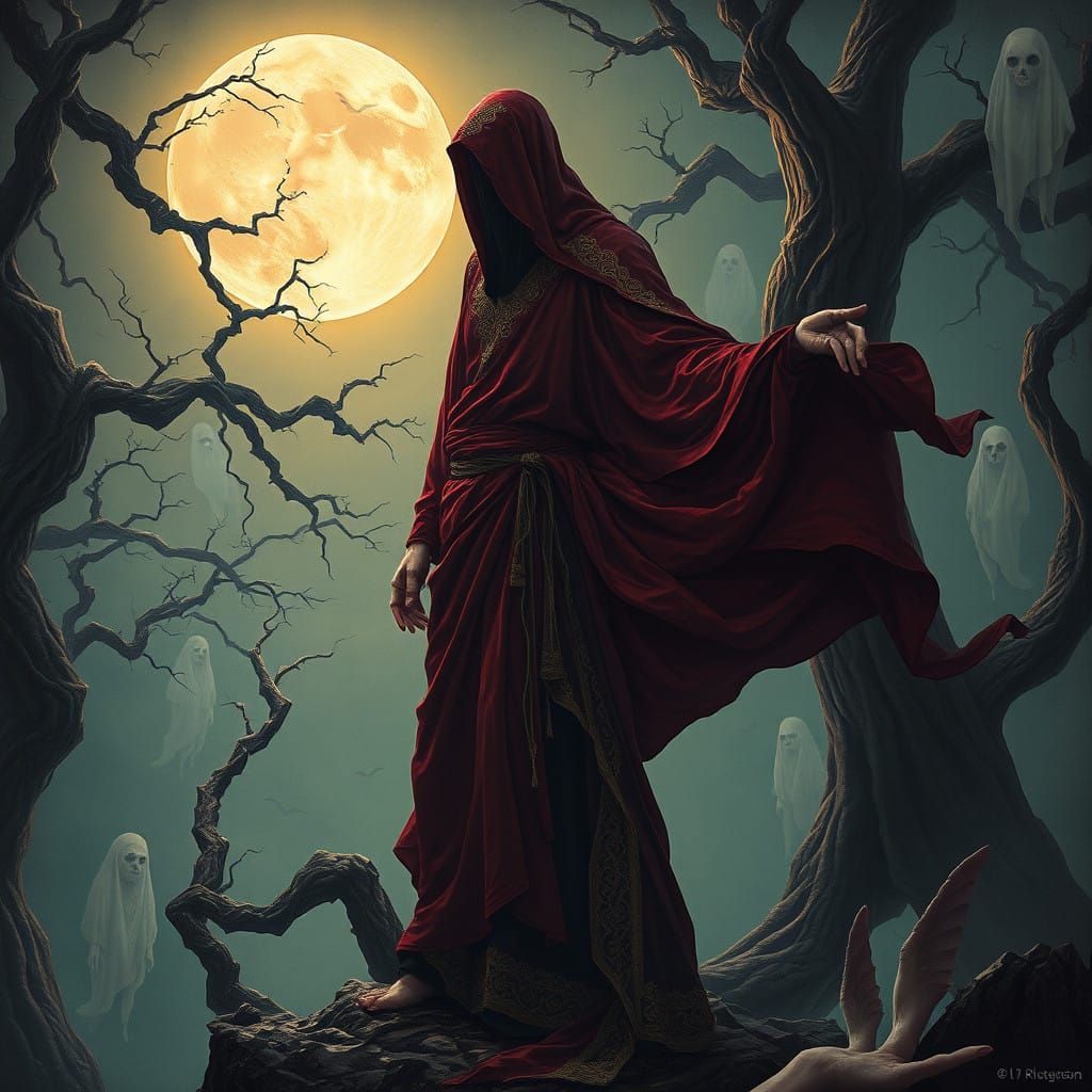 Mystical God of Underworld in Crimson Toga